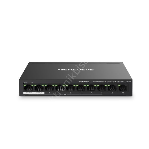 Tp-link Mercusys Ms110p 10 Port 10/100 8 Port 65w Poe Yonetilemez Switch