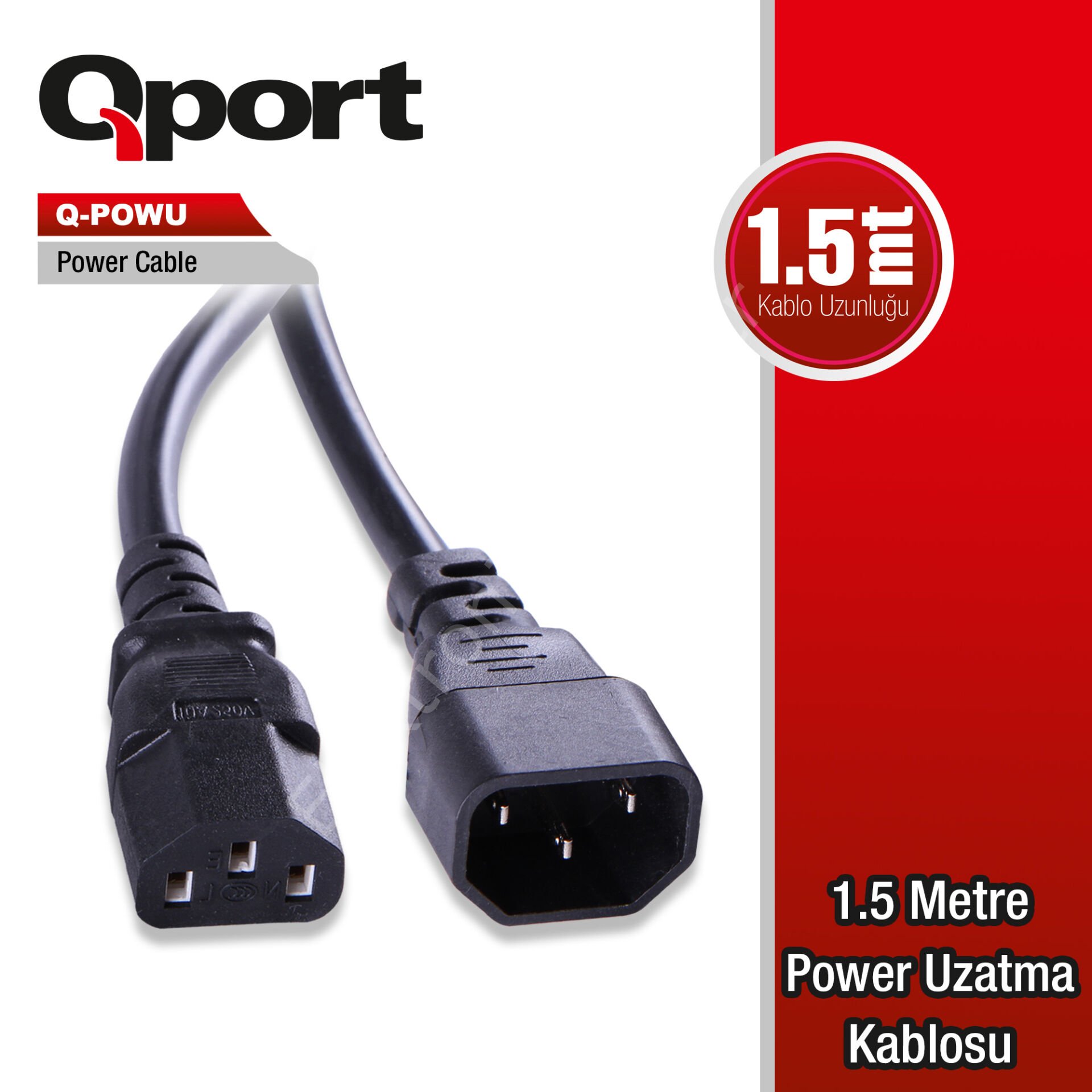 Qport (Q-Powu) 1.5m Power Uzatma Kablosu