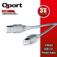 Qport Usb2.0 3m Yazıcı Kablosu (Q-Pr3)