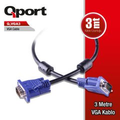 Qport Q-VGA3 3m 15pin VGA Kablo