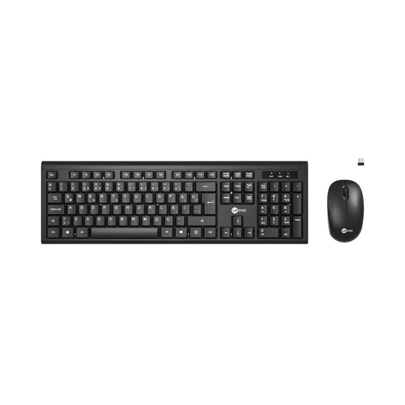 Leçoo Kw200 USB Kablosuz Klavye Mouse Set Siyah