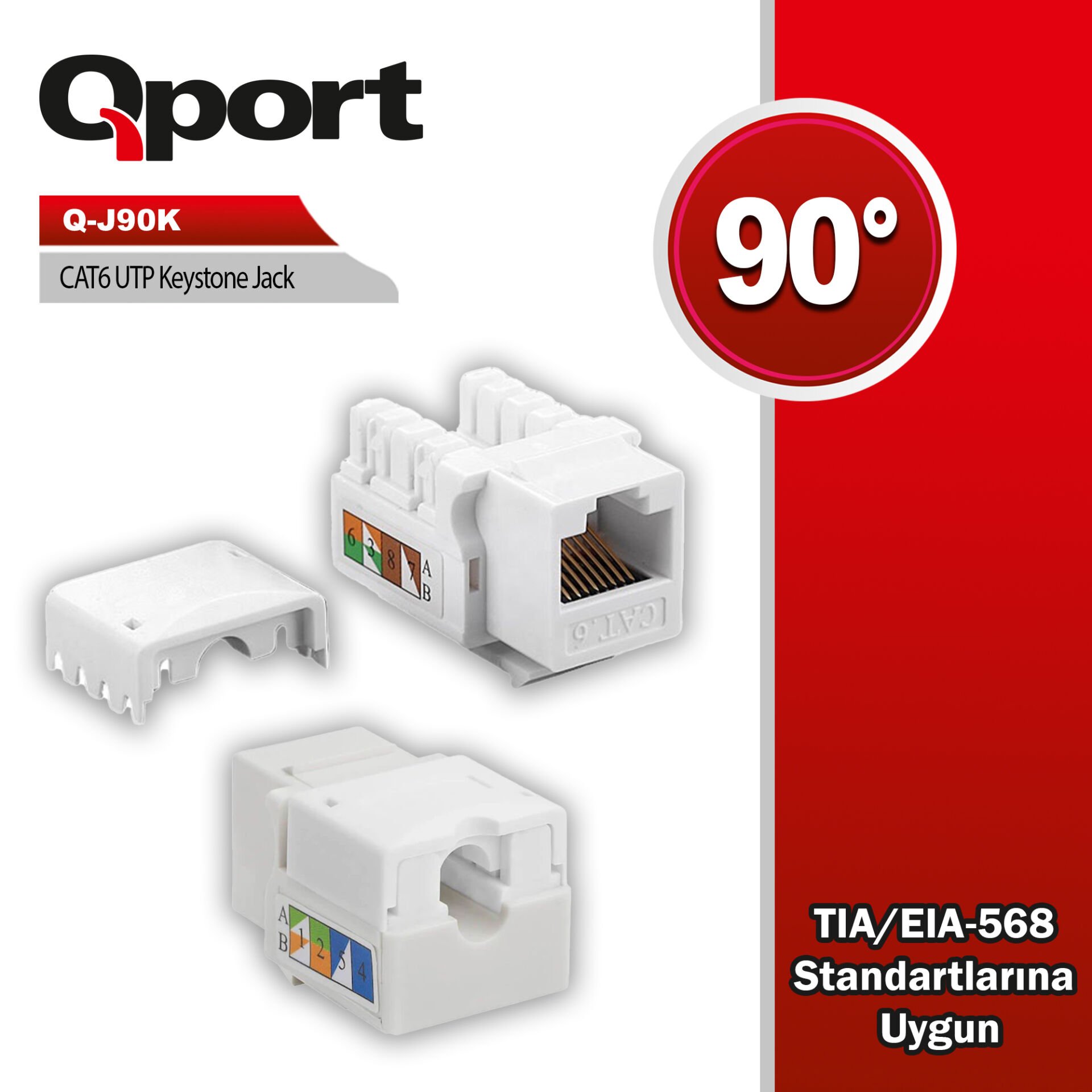 Qport Cat6 90 Derece Keystone Jack (q-j90k)