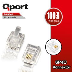 Qport (q-k6p4c) Rj11 Konnektor 100 Lu